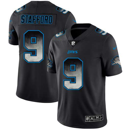 Men Detroit Lions #9 Stafford Nike Teams Black Smoke Fashion Limited NFL Jerseys